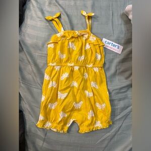 Carter’s Just One Year yellow romper with butterflies